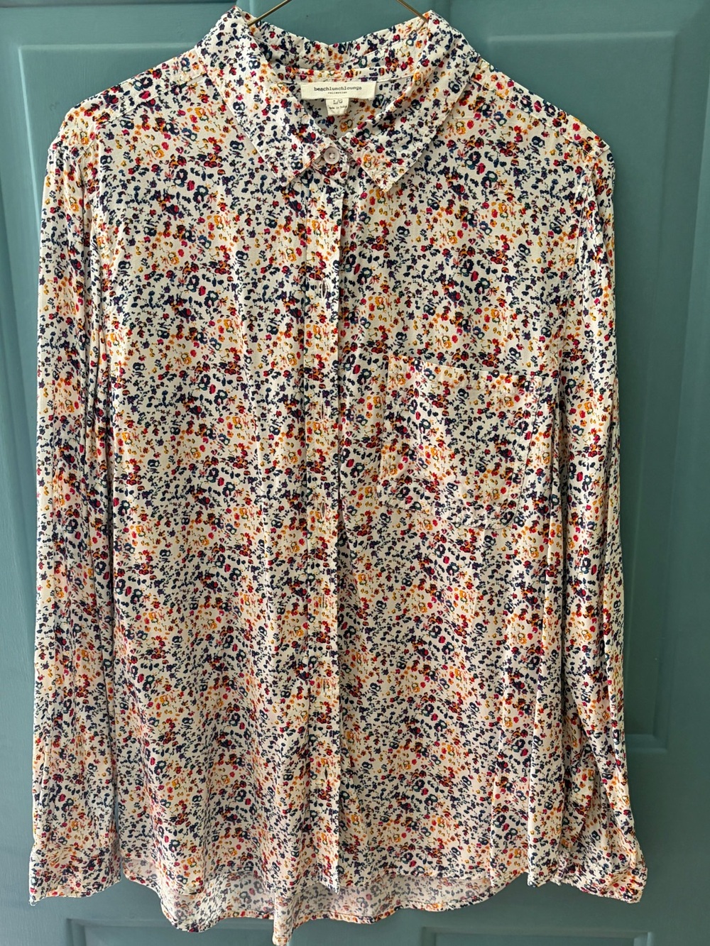 beachlunchlounge White Multi-Color Floral Button-Down Shirt